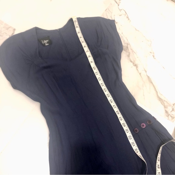 Vintage Léger dress navy blue linen size small - Picture 10 of 11